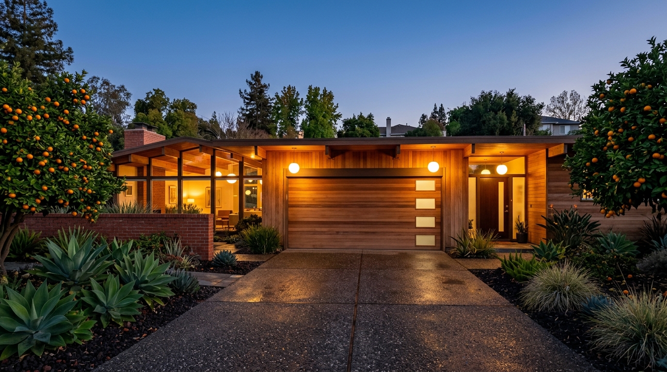 Citrus Heights Garage Door Service Exterior Closed Garage Door at Twilight